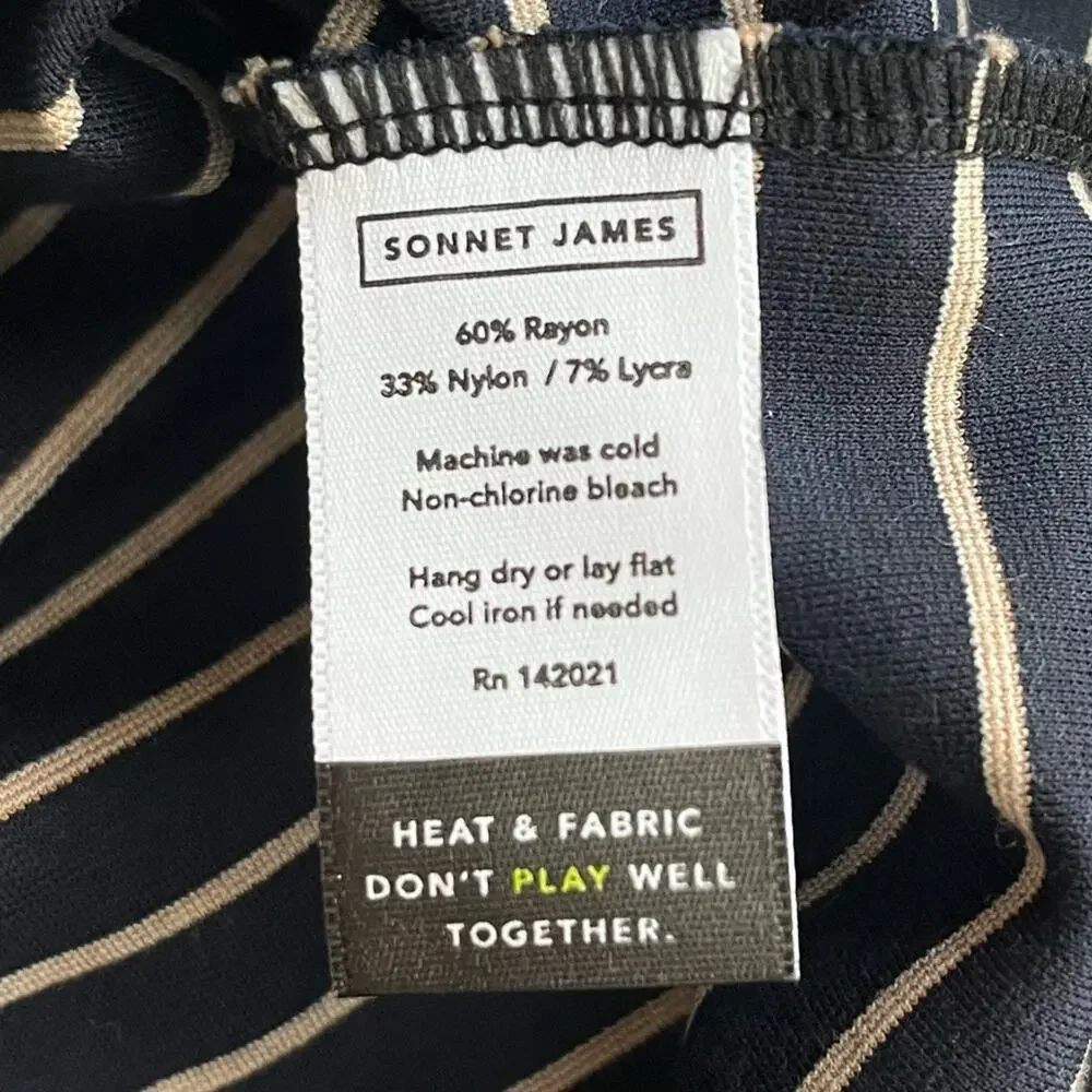 Sonnet James Play Stripe Midi Dress Navy White - Picture 6 of 7